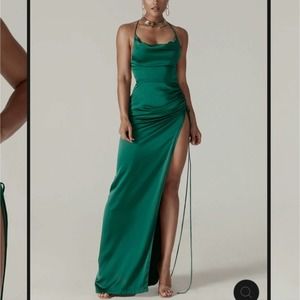 Alieva reva cowl neckline sheath backless maxi dress